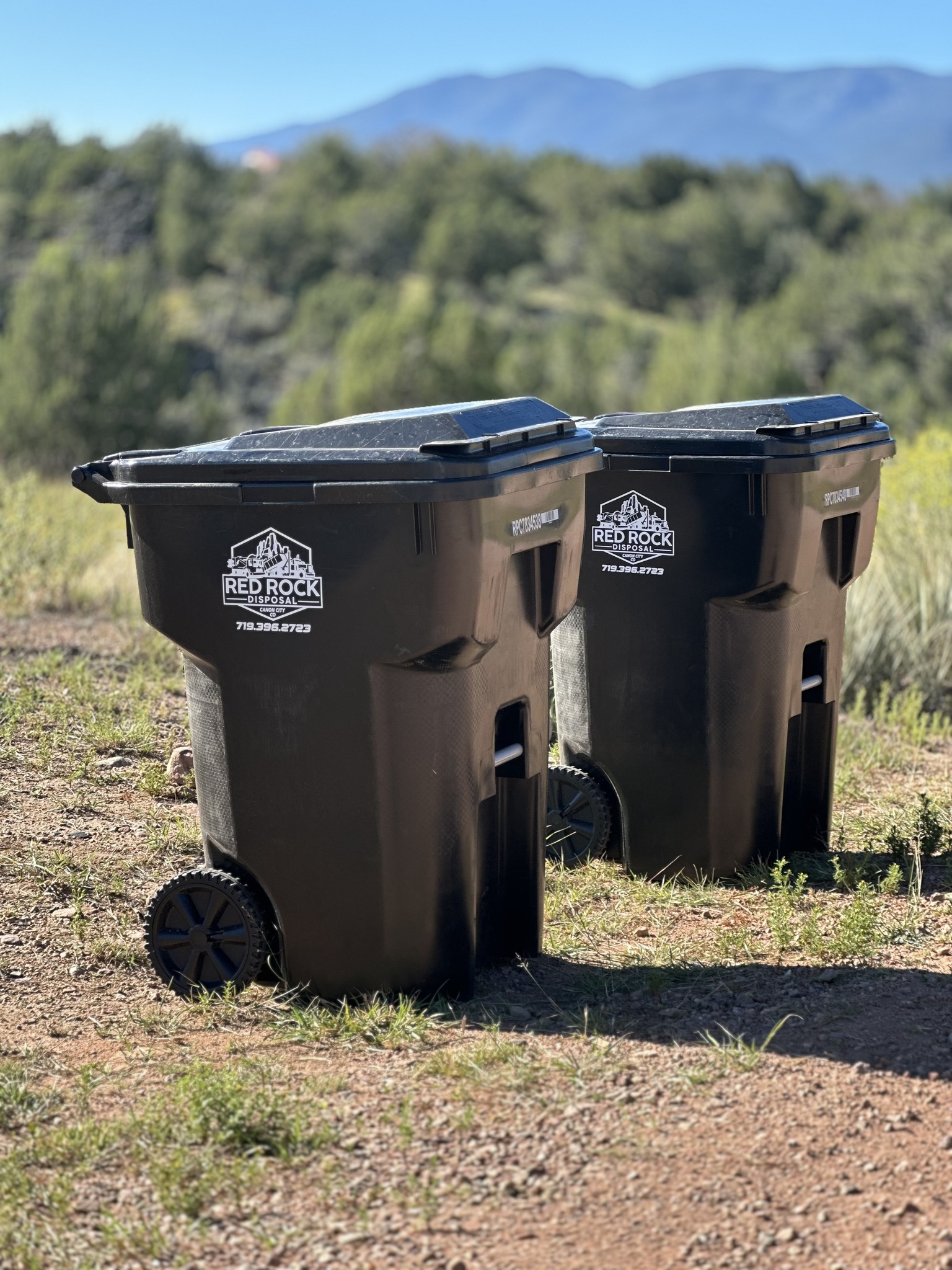residential-trash-bins Red Rock Disposal residential trash bins sitting side-by-side.